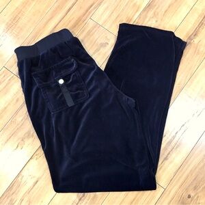 Black Velvet velour wide leg loungewear lounge pants joggers XL athleisure cozy